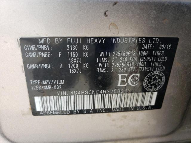 Photo 14 from auction – 2017 SUBARU OUTBACK 2. with VIN 4S4BSCNC4H3258213