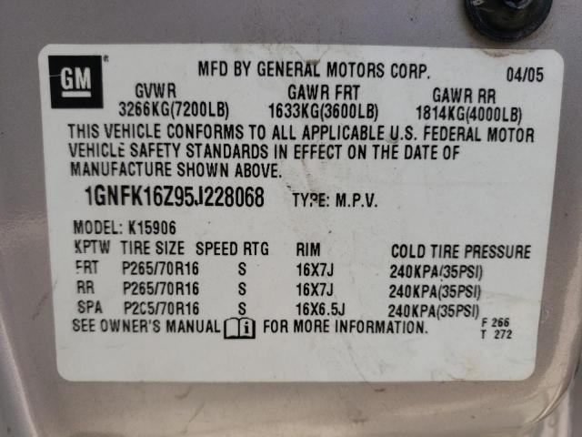Photo 14 from auction – 2005 CHEVROLET SUBURBAN K with VIN 1GNFK16Z95J228068