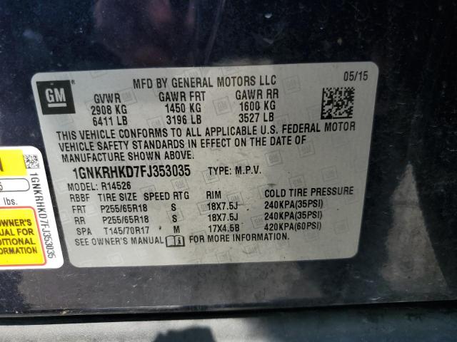Photo 14 from auction – 2015 CHEVROLET TRAVERSE L with VIN 1GNKRHKD7FJ353035