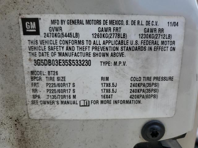 Photo 14 from auction – 2005 BUICK RENDEZVOUS with VIN 3G5DB03E35S533230