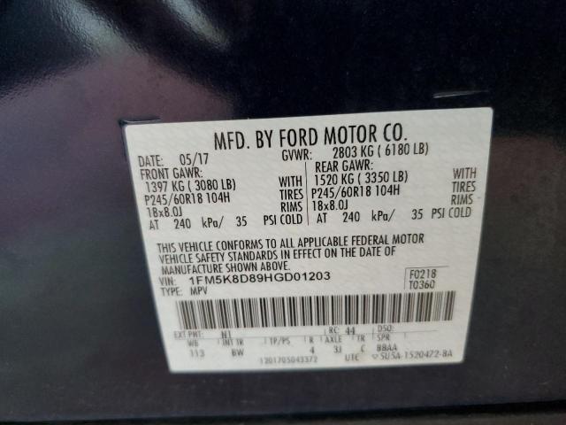 Photo 14 from auction – 2017 FORD EXPLORER X with VIN 1FM5K8D89HGD01203