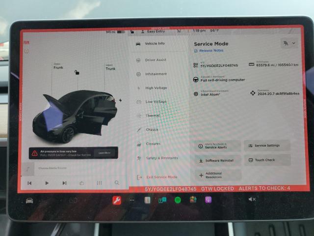 Photo 9 from auction – 2020 TESLA MODEL Y with VIN 5YJYGDEE2LF048745