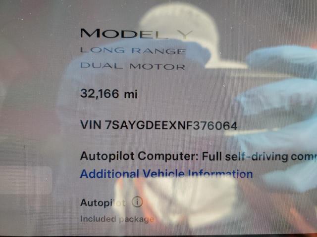 Photo 9 from auction – 2022 TESLA MODEL Y with VIN 7SAYGDEEXNF376064