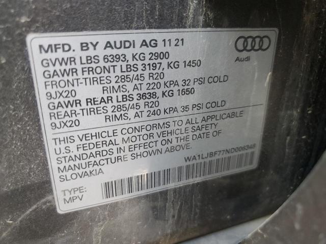 Photo 14 from auction – 2022 AUDI Q7 PREMIUM with VIN WA1LJBF77ND006348