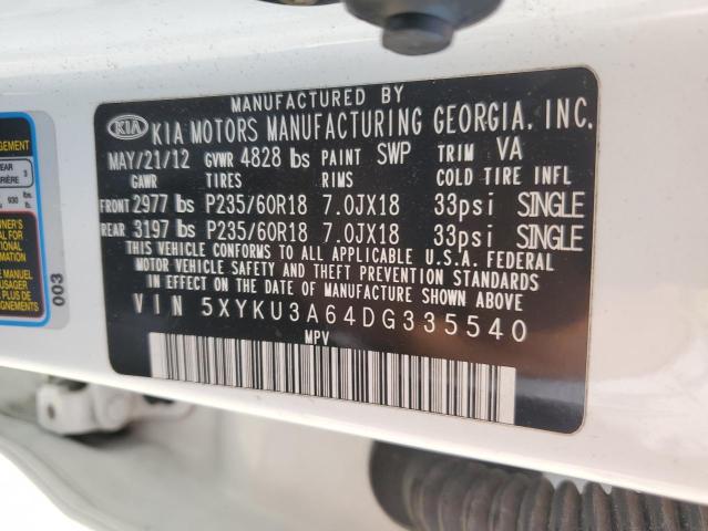 Photo 14 from auction – 2013 KIA SORENTO EX with VIN 5XYKU3A64DG335540