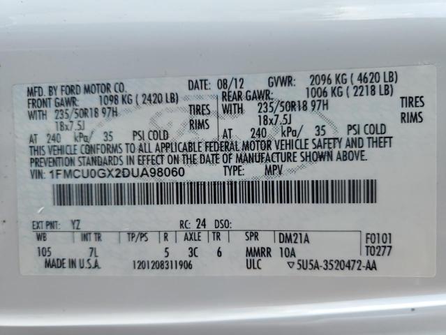 Photo 14 from auction – 2013 FORD ESCAPE SE with VIN 1FMCU0GX2DUA98060