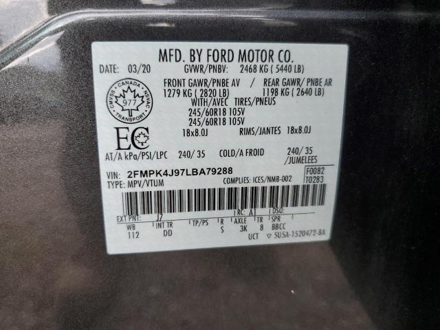 Photo 14 from auction – 2020 FORD EDGE SEL with VIN 2FMPK4J97LBA79288