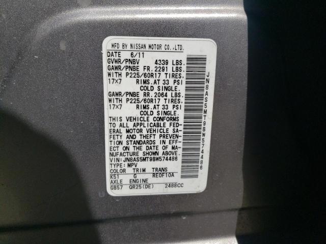 Photo 14 from auction – 2011 NISSAN ROGUE S with VIN JN8AS5MT9BW574486