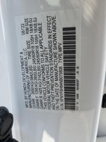 Photo 14 from auction – 2022 HONDA PILOT TRAI with VIN 5FNYF6H84NB075808