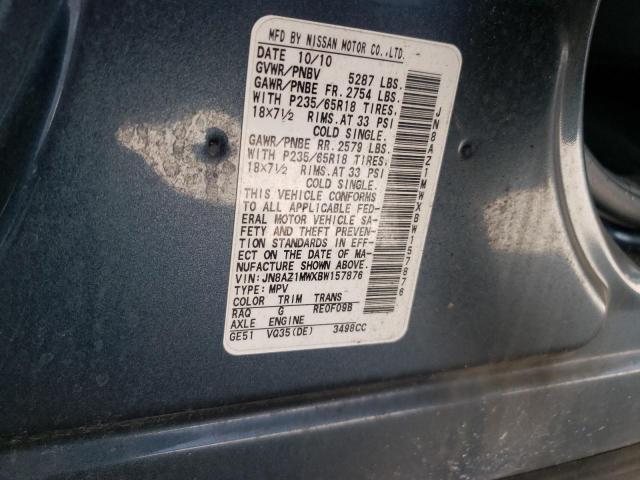 Photo 14 from auction – 2011 NISSAN MURANO S with VIN JN8AZ1MWXBW157876
