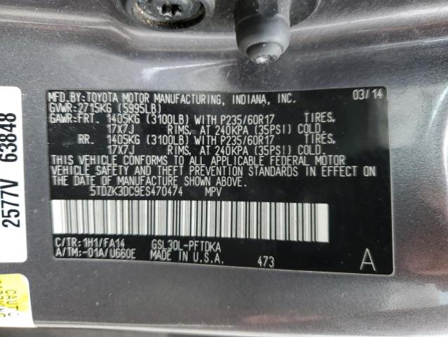 Photo 14 from auction – 2014 TOYOTA SIENNA with VIN 5TDZK3DC9ES470474