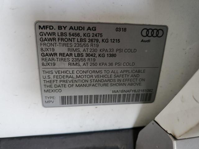 Photo 14 from auction – 2018 AUDI Q5 PREMIUM with VIN WA1BNAFY6J2151082