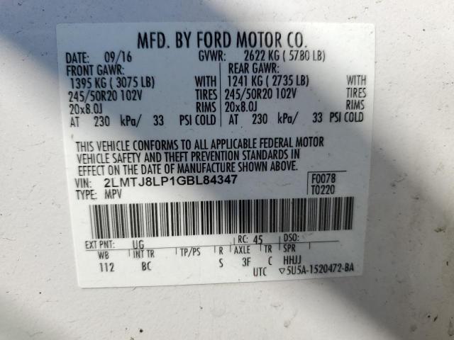 Photo 14 from auction – 2016 LINCOLN MKX RESERV with VIN 2LMTJ8LP1GBL84347