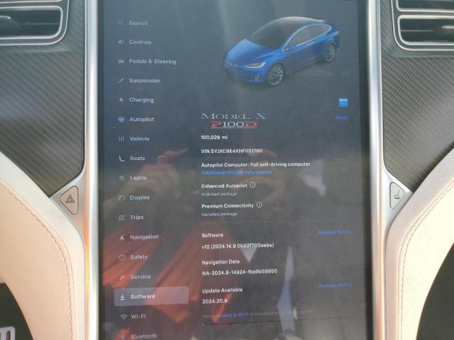 Photo 9 from auction – 2017 TESLA MODEL X with VIN 5YJXCBE4XHF051760