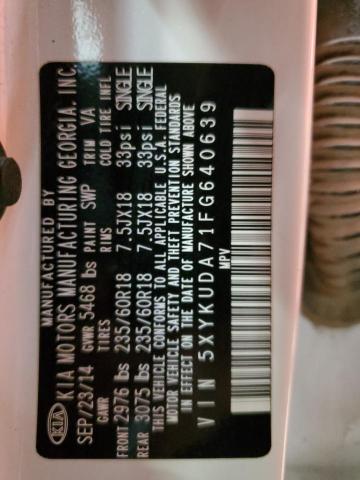 Photo 14 from auction – 2015 KIA SORENTO EX with VIN 5XYKUDA71FG640639
