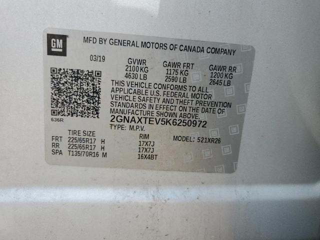 Photo 14 from auction – 2019 CHEVROLET EQUINOX LT with VIN 2GNAXTEV5K6250972