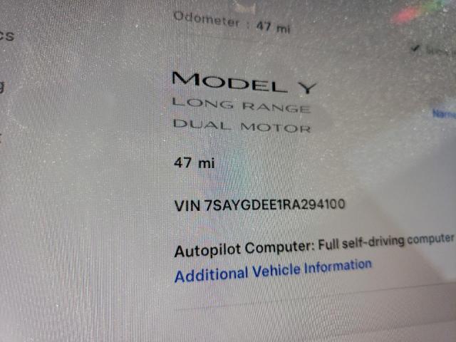 Photo 9 from auction – 2024 TESLA MODEL Y with VIN 7SAYGDEE1RA294100