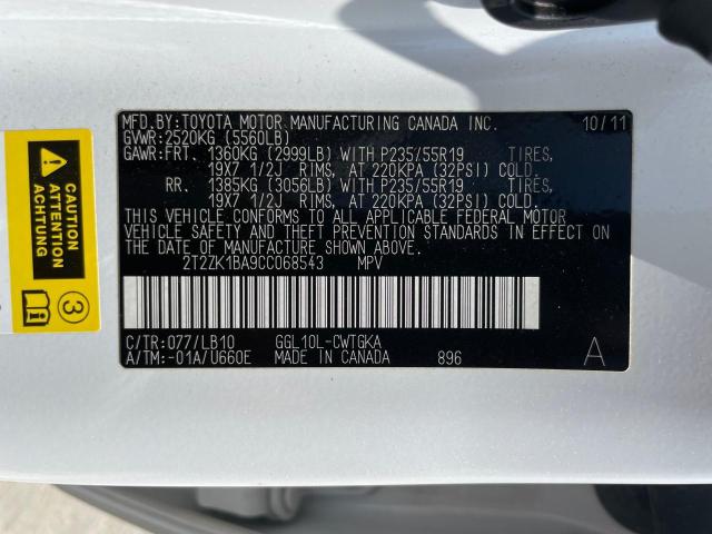 Photo 10 from auction – 2012 LEXUS RX 350 with VIN 2T2ZK1BA9CC068543