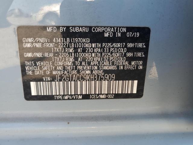 Photo 14 from auction – 2019 SUBARU CROSSTREK with VIN JF2GTACC9KH375909