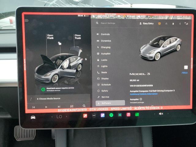 Photo 9 from auction – 2022 TESLA MODEL 3 with VIN 5YJ3E1EA0NF241619