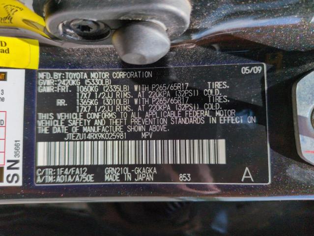 Photo 14 from auction – 2009 TOYOTA 4RUNNER SR with VIN JTEZU14RX9K025981