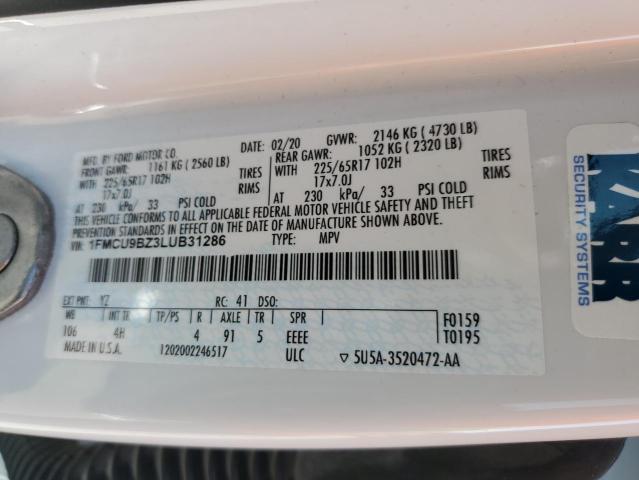 Photo 14 from auction – 2020 FORD ESCAPE SE with VIN 1FMCU9BZ3LUB31286