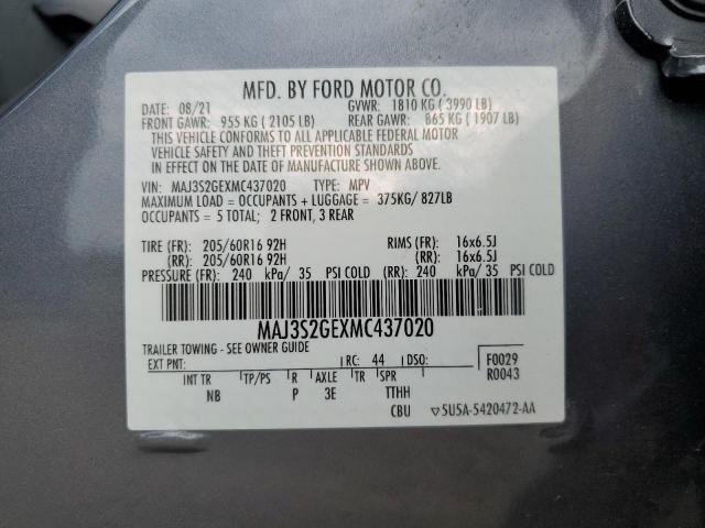 Photo 14 from auction – 2021 FORD ECOSPORT S with VIN MAJ3S2GEXMC437020