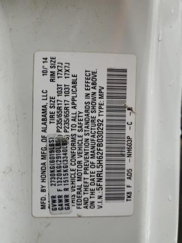 Photo 14 from auction – 2015 HONDA ODYSSEY EX with VIN 5FNRL5H62FB030292