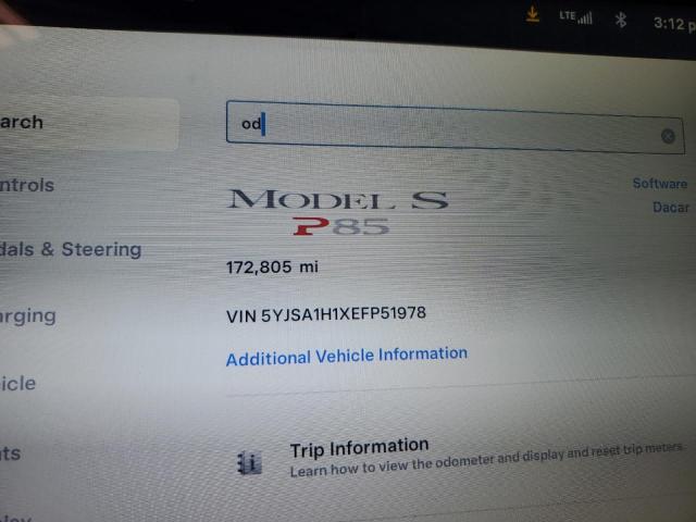 Photo 9 from auction – 2014 TESLA MODEL S with VIN 5YJSA1H1XEFP51978