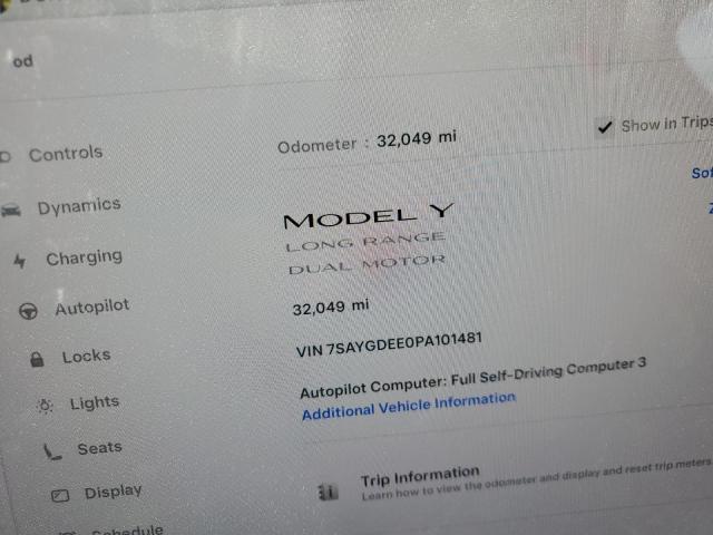 Photo 9 from auction – 2023 TESLA MODEL Y with VIN 7SAYGDEE0PA101481