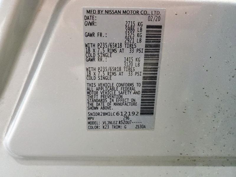Photo 14 from auction – 2020 NISSAN PATHFINDER with VIN 5N1DR2BM1LC612192