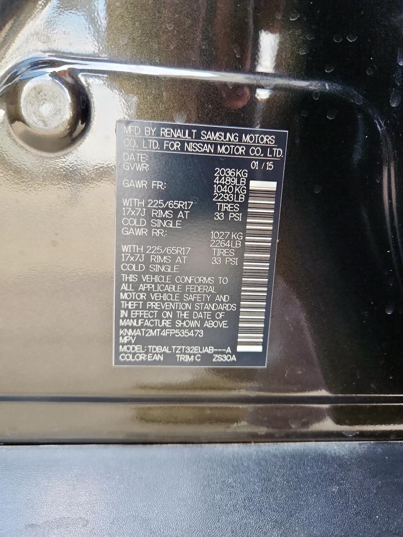 Zdjęcie 14 z aukcji – 2015 NISSAN ROGUE S z VIN KNMAT2MT4FP535473