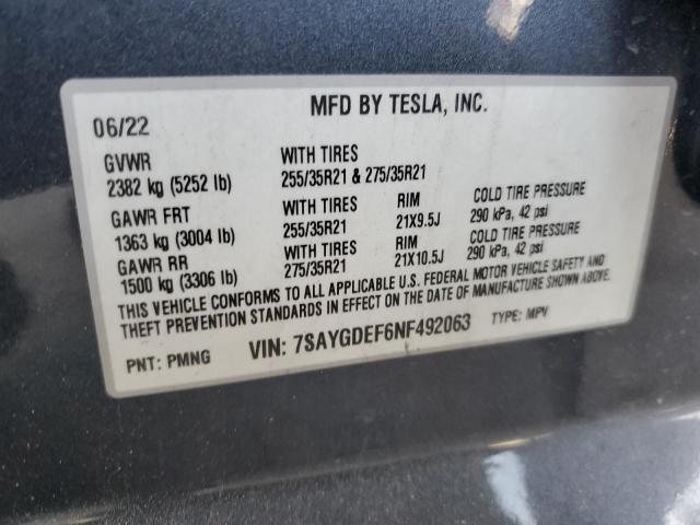 Photo 14 from auction – 2022 TESLA MODEL Y with VIN 7SAYGDEF6NF492063