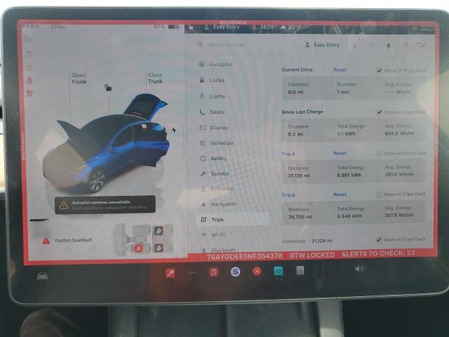 Photo 9 from auction – 2022 TESLA MODEL Y with VIN 7SAYGDEE0NF354378
