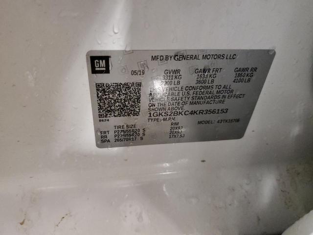 Photo 14 from auction – 2019 GMC YUKON SLT with VIN 1GKS2BKC4KR356153