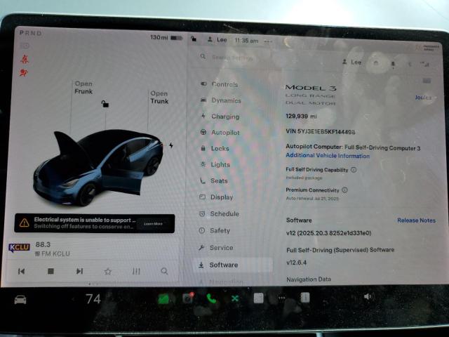 Photo 9 from auction – 2019 TESLA MODEL 3 with VIN 5YJ3E1EB5KF144498