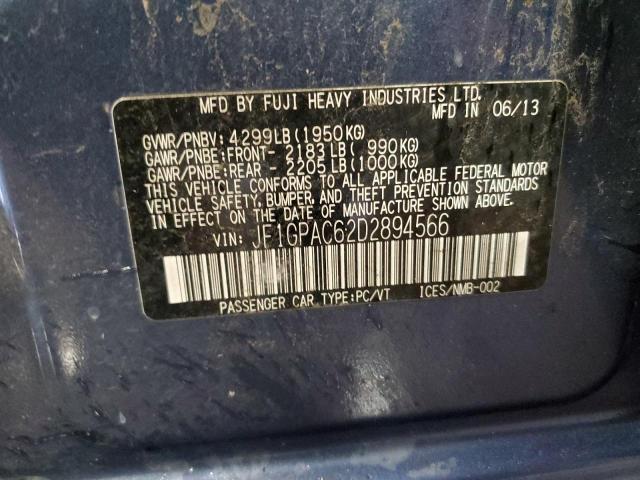 Photo 14 from auction – 2013 SUBARU IMPREZA PR with VIN JF1GPAC62D2894566
