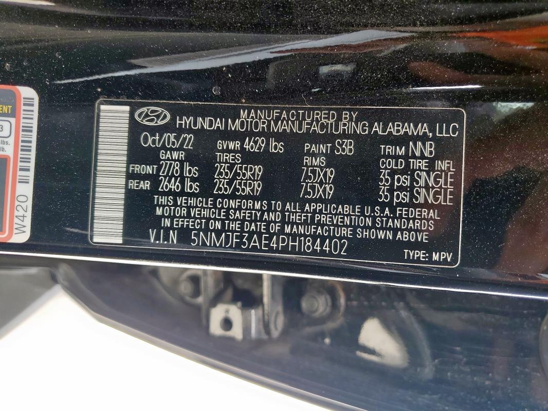 Photo 14 from auction – 2023 HYUNDAI TUCSON with VIN 5NMJF3AE4PH184402