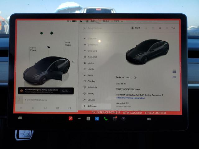 Photo 9 from auction – 2023 TESLA MODEL 3 with VIN 5YJ3E1EAXPF674917