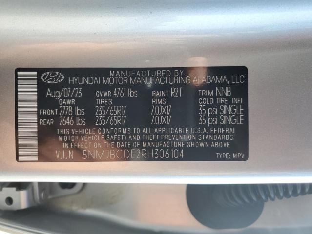 Photo 14 from auction – 2024 HYUNDAI TUCSON SEL with VIN 5NMJBCDE2RH306104