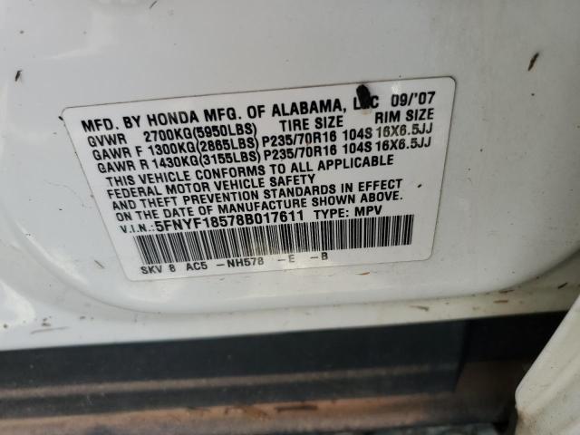 Photo 14 from auction – 2008 HONDA PILOT EXL with VIN 5FNYF18578B017611