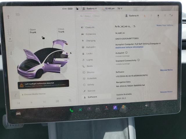 Снимка 9 от търг – 2024 TESLA MODEL 3 с VIN 5YJ3E1EA4RF773851