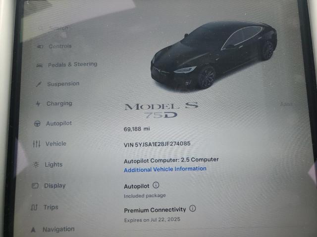 Photo 9 from auction – 2018 TESLA MODEL S with VIN 5YJSA1E28JF274085