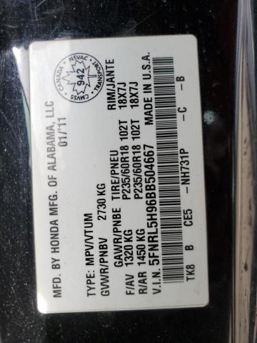 Photo 14 from auction – 2011 HONDA ODYSSEY TO with VIN 5FNRL5H96BB504667