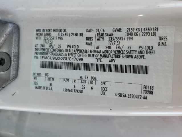 Photo 14 from auction – 2016 FORD ESCAPE SE with VIN 1FMCU9GX0GUC17099