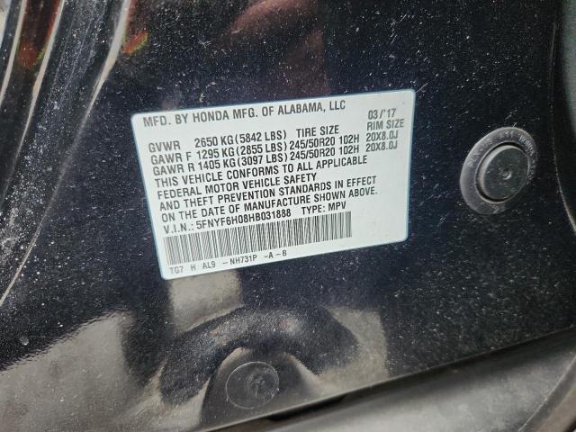 Photo 14 from auction – 2017 HONDA PILOT ELITE with VIN 5FNYF6H08HB031888