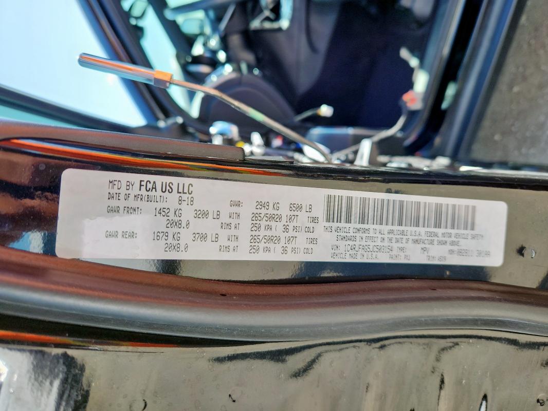 Photo 14 from auction – 2018 JEEP GRAND CHER with VIN 1C4RJFAG5JC503154