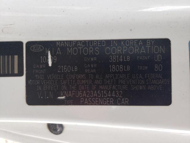 Photo 14 from auction – 2010 KIA FORTE EX with VIN KNAFU6A23A5154432