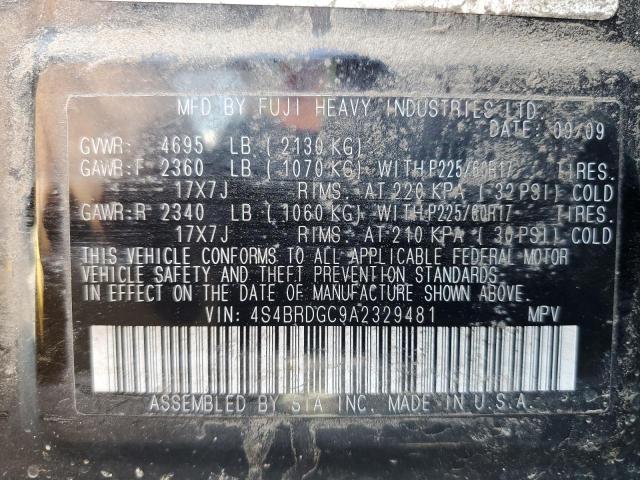 Photo 14 from auction – 2010 SUBARU OUTBACK 3. with VIN 4S4BRDGC9A2329481