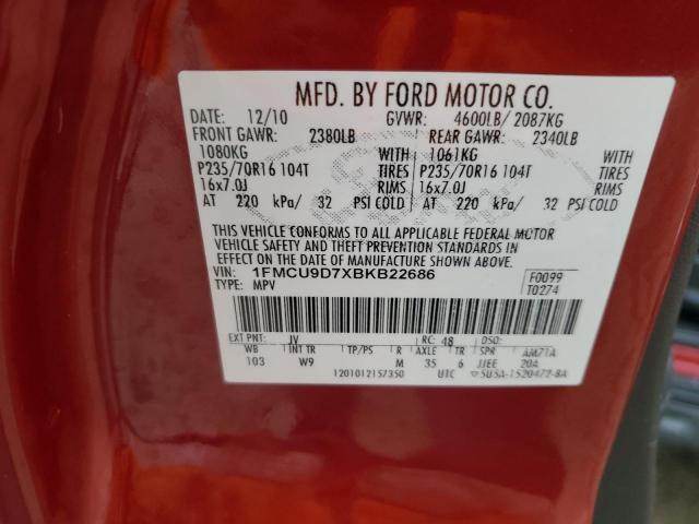 Photo 14 from auction – 2011 FORD ESCAPE XLT with VIN 1FMCU9D7XBKB22686